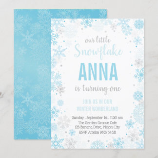 Unsere kleine Schneeflocke | Girl First Geburtstag Einladung