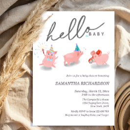 Unsere kleine Schweine-Baby-Party Einladung