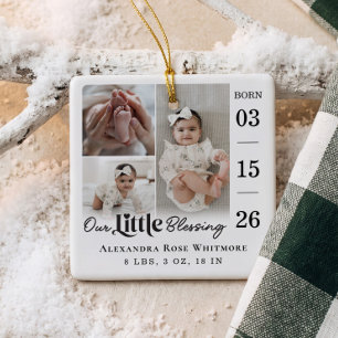 Unsere kleine Segnung Baby Geburtsstatistik Foto-C Keramikornament