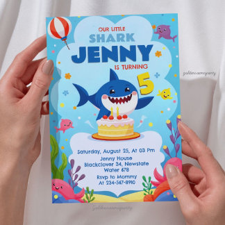 Unsere kleine Shark-Geburtstagsfeier Einladung