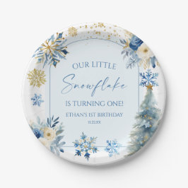 Unsere kleine Snowflake Blue Winter Geburtstagspar Pappteller