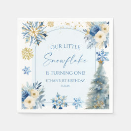 Unsere kleine Snowflake Blue Winter Geburtstagspar Serviette