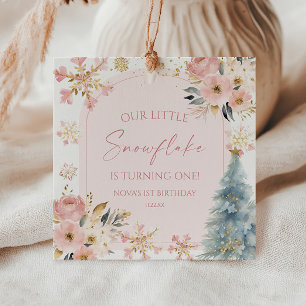 Unsere kleine Snowflake Pink Winter Geburtstagspar Geschenkanhänger