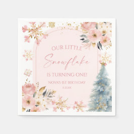 Unsere kleine Snowflake Pink Winter Geburtstagspar Serviette