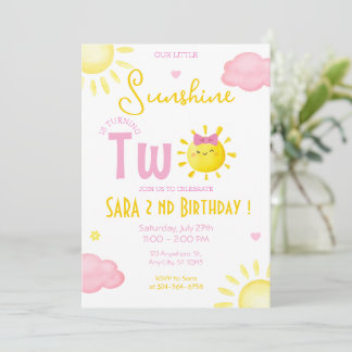 UNSERE KLEINE SONNE MACHT ZWEI GEBURTSTAGE. EINLADUNG