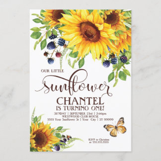 Unsere kleine Sonnenblume zum Geburtstag Einladung
