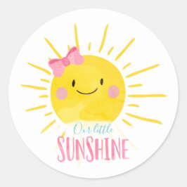 Unsere kleine Sonnencreme Pink Bow Sun Cupcake Top Runder Aufkleber