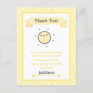 Unsere Kleine Sonnenschein-Kinder-Geburtstags Dank Postkarte