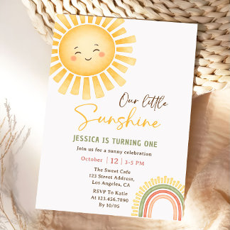 Unsere kleine Sonnenschein- und Regenbogen-Geburts Einladung