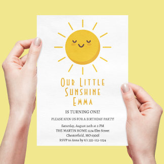 Unsere kleine Sonnenscheinparty zum ersten Geburts Einladung
