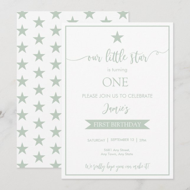 Unsere kleine Starhday-Flat-Einladung Einladung (Vorne/Hinten)