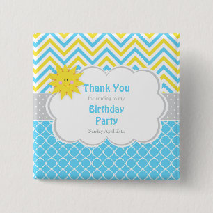Unsere kleine "Sunshine Blue and Yellow Birthday P Button