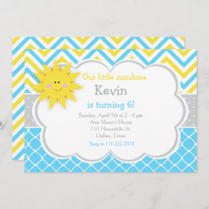 Unsere kleine "Sunshine Blue and Yellow Birthday P Einladung
