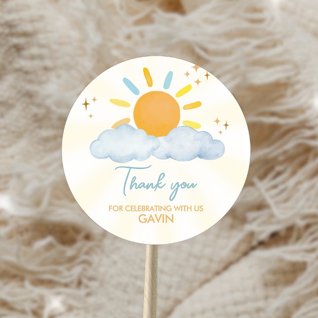 Unsere kleine Sunshine Geburtstagsparty Runder Aufkleber (Von Creator hochgeladen)