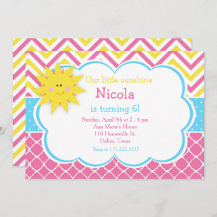 Unsere kleine "Sunshine Pink and Yellow Birthday P Einladung