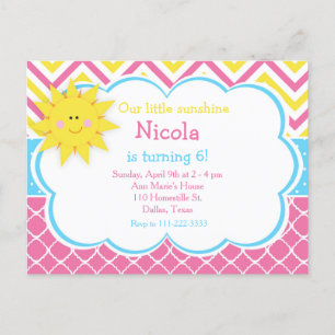 Unsere kleine "Sunshine Pink and Yellow Birthday P Postkarte