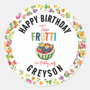 Unsere kleine Süsse fruittiert 2. Geburtstag Party Runder Aufkleber