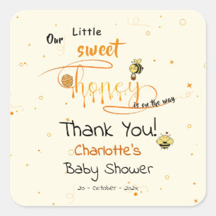 Unsere kleine süße Honig ist auf dem Weg Baby Show Quadratischer Aufkleber