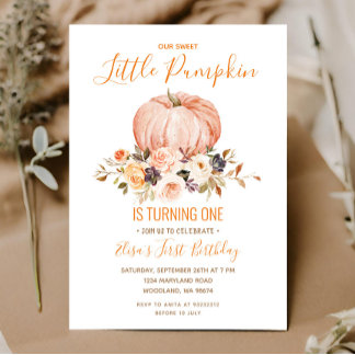 Unsere kleine süße Kürbiskur zum Geburtstag Einladung