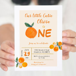 Unsere kleine Süsse orange 1. Geburtstag Einladung