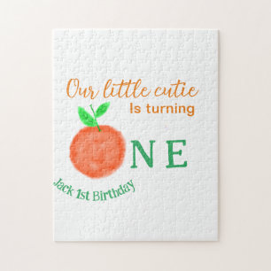 Unsere kleine Süsse orange ein Geburtstagsfrüchte Puzzle