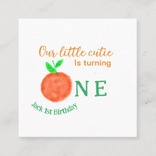 Unsere kleine Süsse orange ein Geburtstagsfrüchte Quadratische Visitenkarte