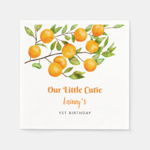 Unsere kleine Süsse Orange Geburtstagsparty Serviette