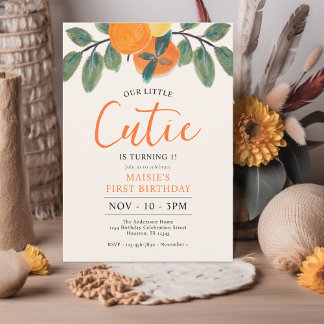 Unsere kleine Süsse Orange Thema 1. Geburtstag Einladung