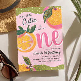 Unsere kleine Süsse "Orange Whimsical 1. Geburtsta Einladung