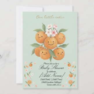 Unsere kleine Süße Wasserfarbe Mandarin Orange Blü Einladung