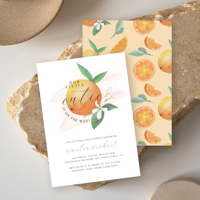 Unsere kleine Süsse Watercolor Orange Babydusche Einladung (Von Creator hochgeladen)