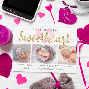 Unsere kleine Sweetheart 3 Foto Geburtserklärung Ankündigung