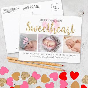 Unsere kleine Sweetheart 3 Foto Geburtserklärung Ankündigungspostkarte