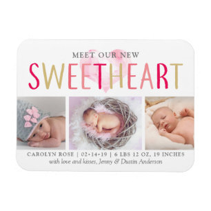 Unsere kleine Sweetheart 3 Foto Geburtserklärung Magnet