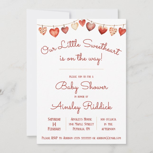 Unsere kleine Sweetheart Baby Dusche Einladung (Vorderseite)