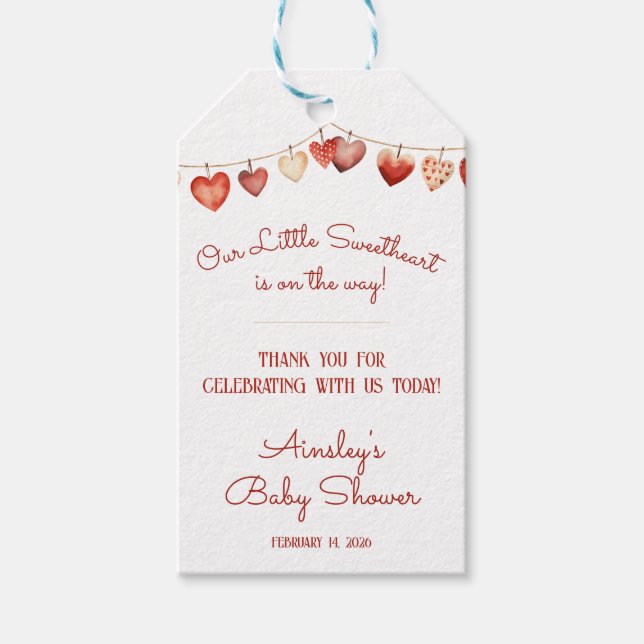 Unsere kleine Sweetheart Baby Dusche Gefallen Geschenkanhänger (Vorderseite)