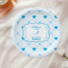 Unsere kleine Sweetheart Blue Valentine Baby Dusch Pappteller