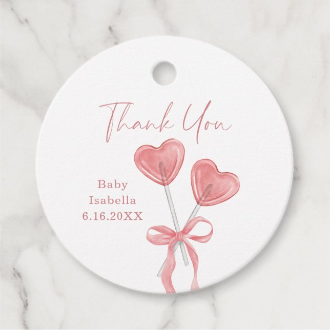 Unsere kleine Sweetie Valentine Baby Shower Favor  Geschenkanhänger (Vorderseite)
