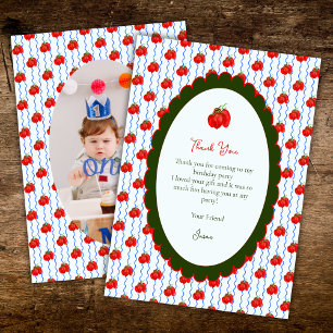 Unsere kleine Tomate macht ein Party Foto Dankeskarte