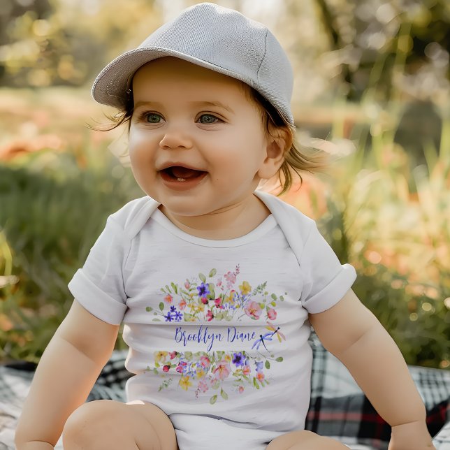 Unsere kleine Wildblume blühte Personalisiertes Ba Baby Strampler (Our Little Wildflower Bloomed Personalized Baby Baby Bodysuit)