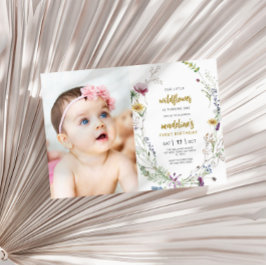 Unsere kleine Wildblume dreht einen 1. Geburtstag Einladung