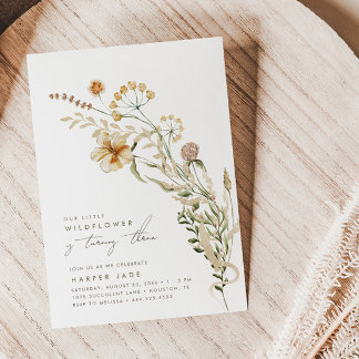 Unsere kleine Wildblume Girls Floral Geburtstagspa Einladung