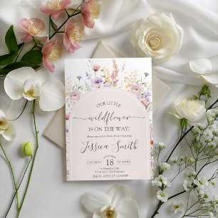 Unsere kleine Wildblumen-Bogen-Baby-Party Einladung