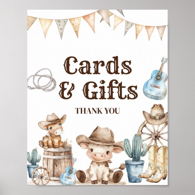 Unsere kleinen Cowboy Cactus Baby Shower Cards & G Poster (Vorne)