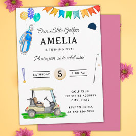 Unsere kleinen Golfer Pink Cart Kinder Golf Geburt Einladung