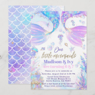 Unsere kleinen Mermaids gemeinsame Geburtstagseinl Einladung