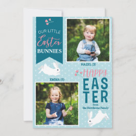 "Unsere kleinen Osterbände" Ostern 2 Foto Bunnies Feiertagskarte