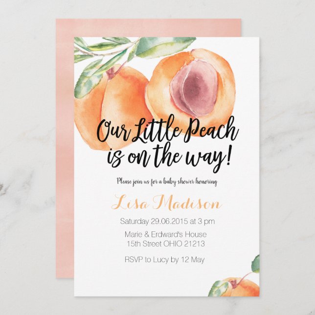 Unsere kleinen Pfirsiche auf der Art und Weise, wi Einladung (Vorne/Hinten)