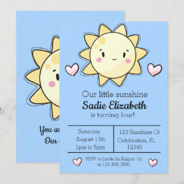 Unsere kleinen Sonnenscheinmädchen Blue Birthday E Einladung