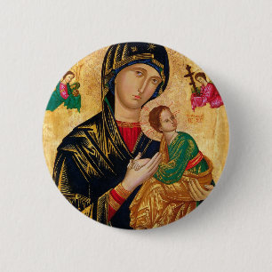 Unsere Lady der ständigen Hilfe Icon Jungfrau Mary Button